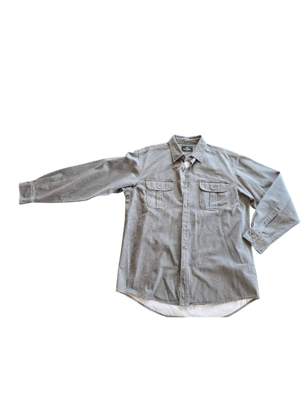 RedHead Men's Button Down Gray Shirt Size L 100% Cotton Long Sleeve Casual Style